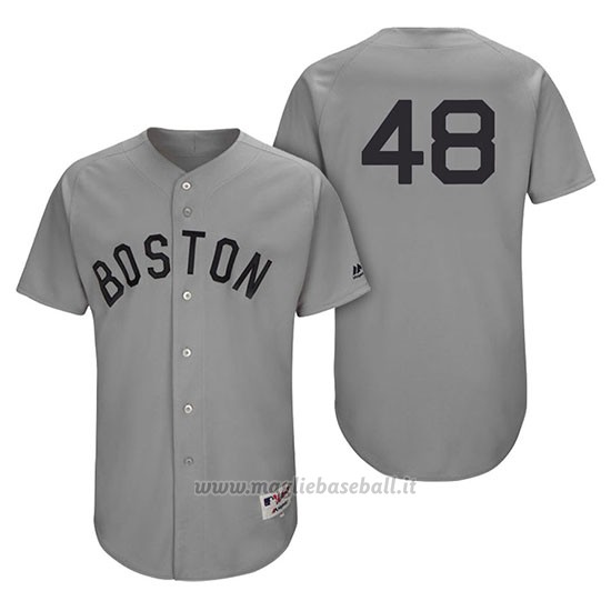 Maglia Baseball Uomo Boston Red Sox Pablo Sandoval Grigio Turn Back The Clock Autentico